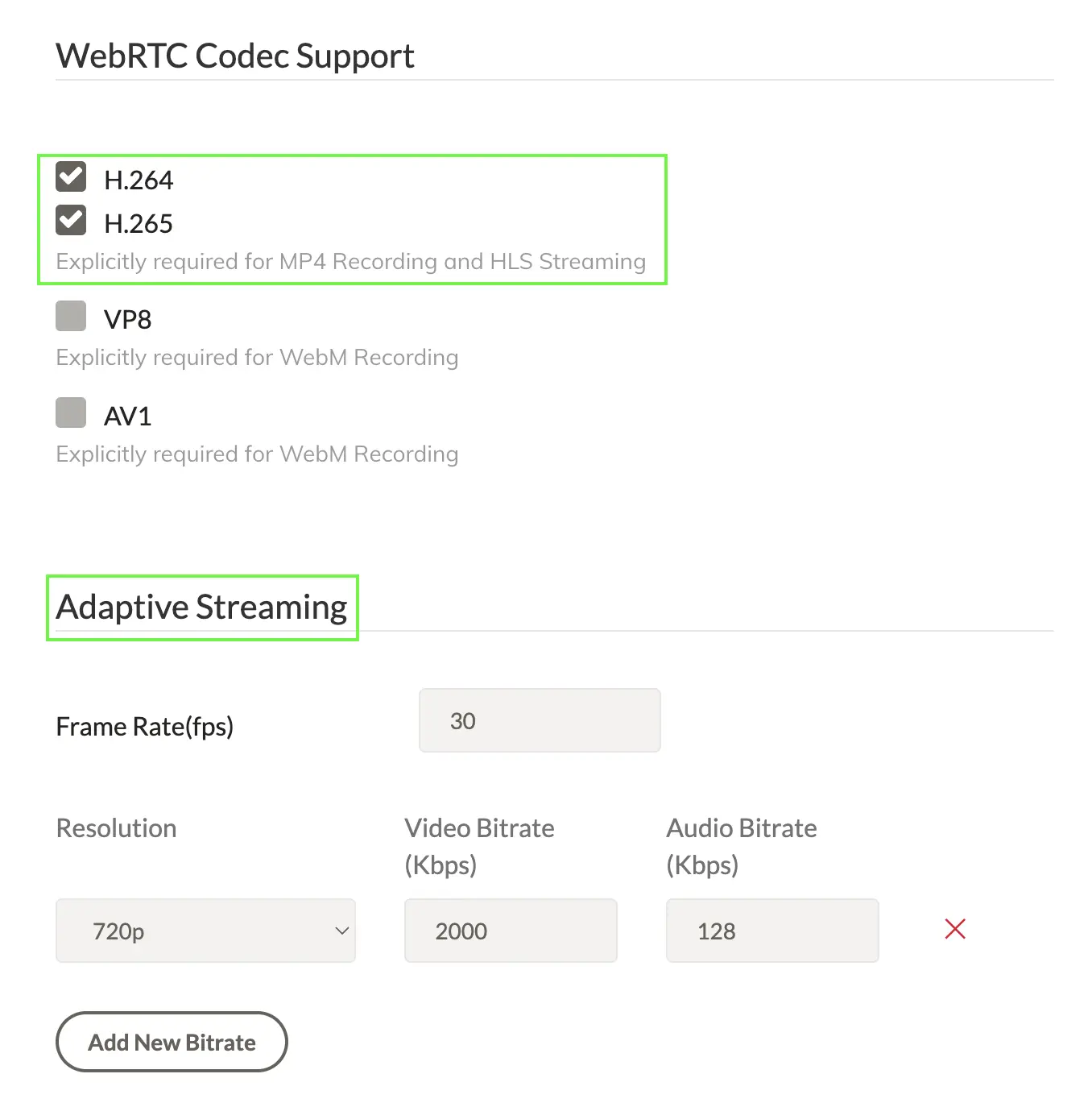 H265 + H264 with ABR
