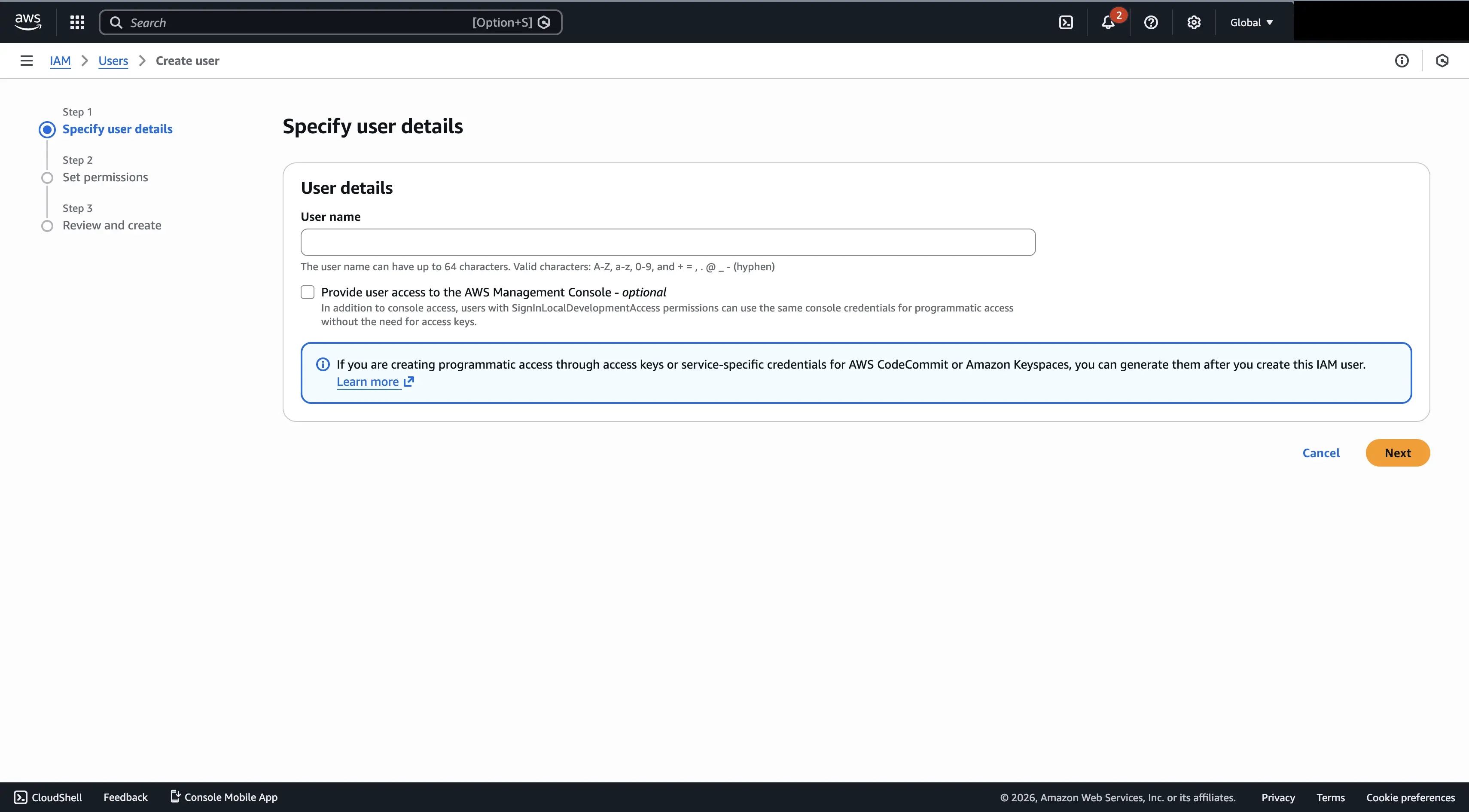 Create AWS S3 User