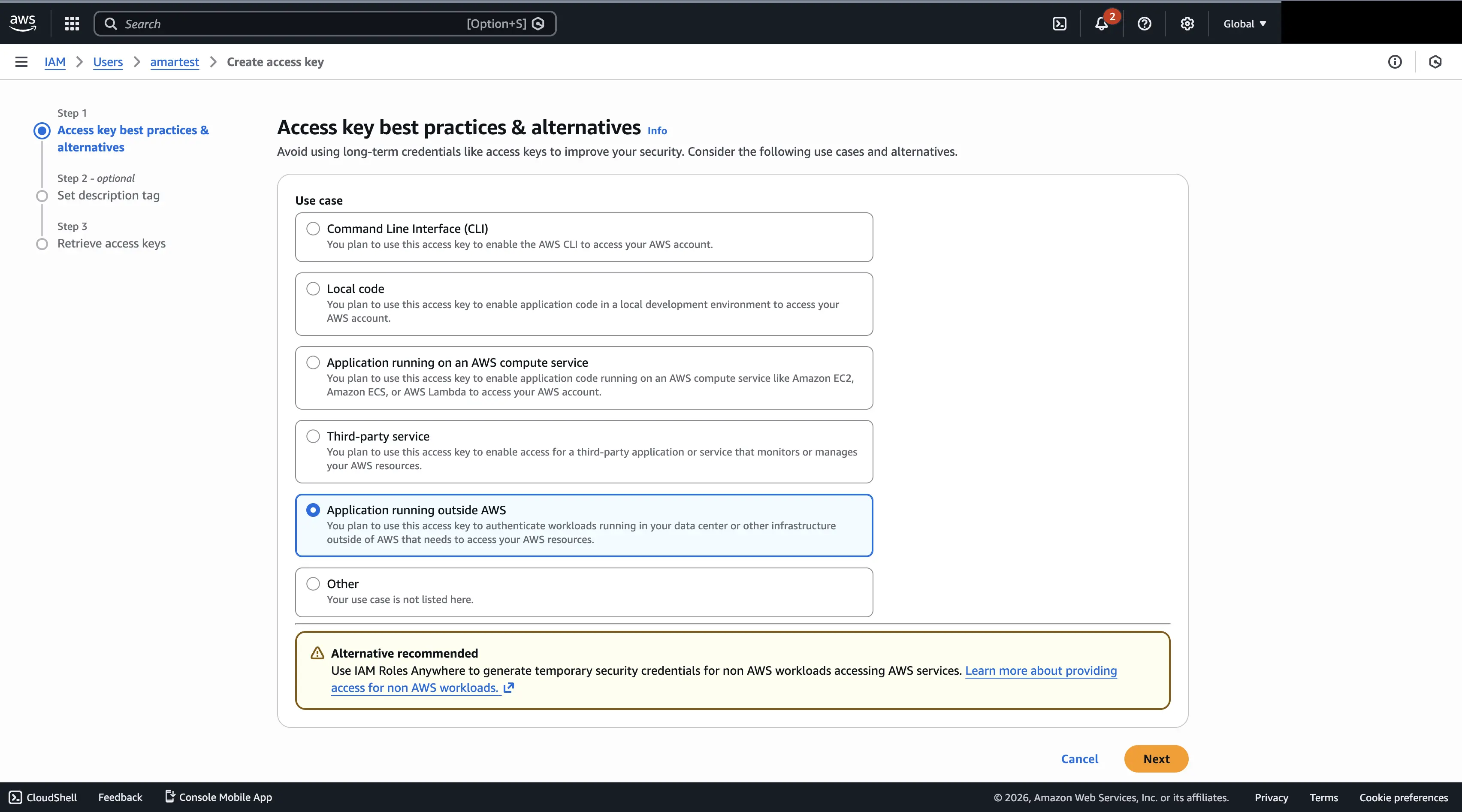AWS Access Key – Step 2