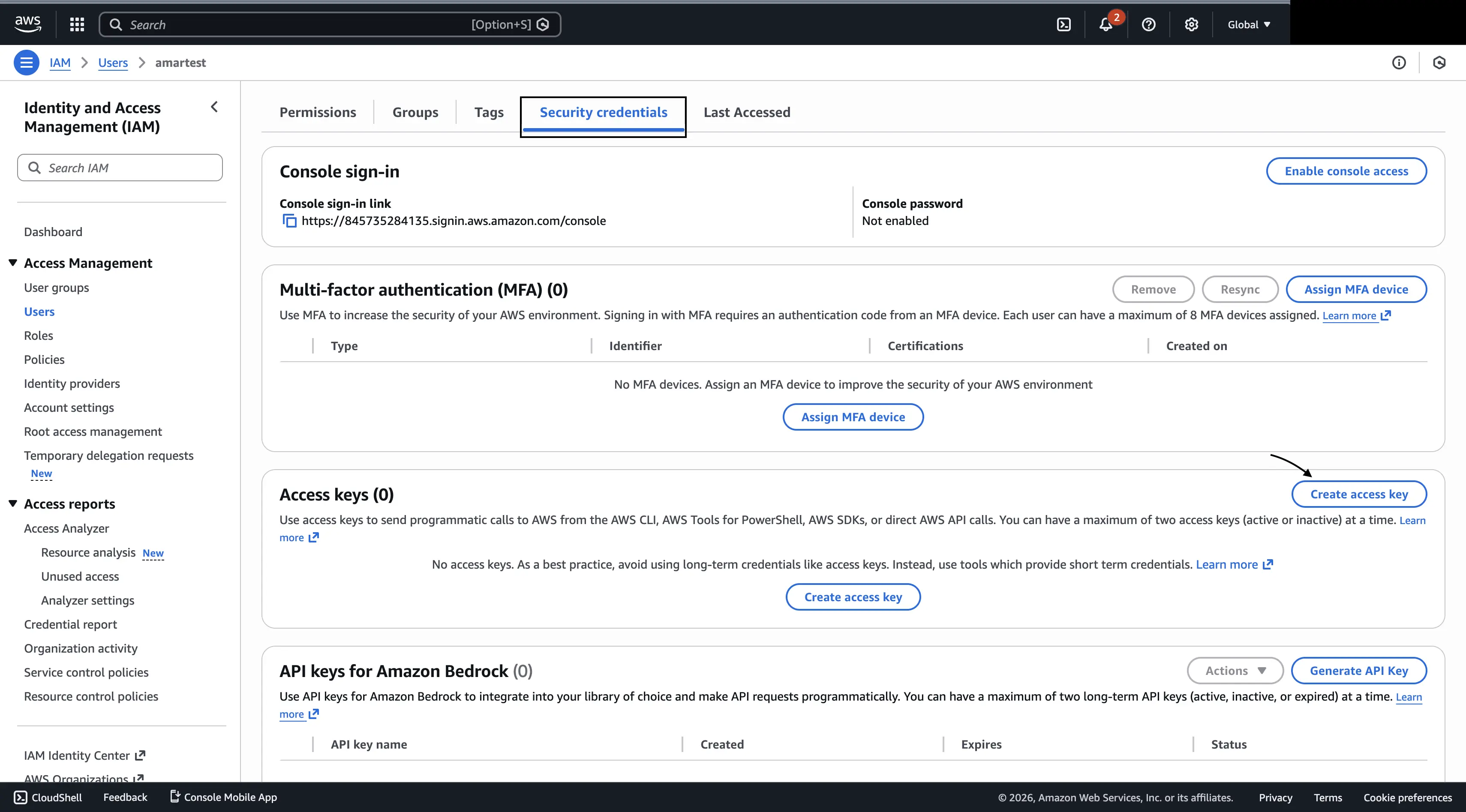 AWS Access Key – Step 1