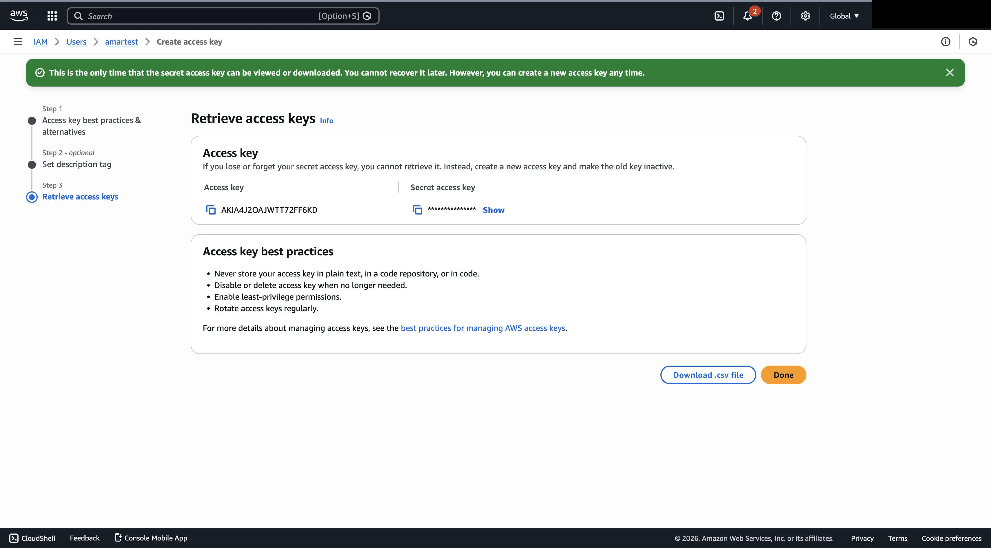 AWS Access Key – Step 4
